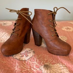 Leather platform booties